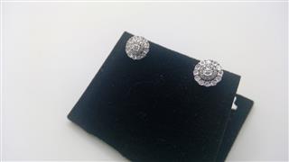 Gold-Diamond Earrings DIAMOND 23 Diamonds .023 Carat T.W. 14K White Gold 1.8g